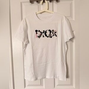 Dior White Tee with embroidery Floral pattern (OEM)